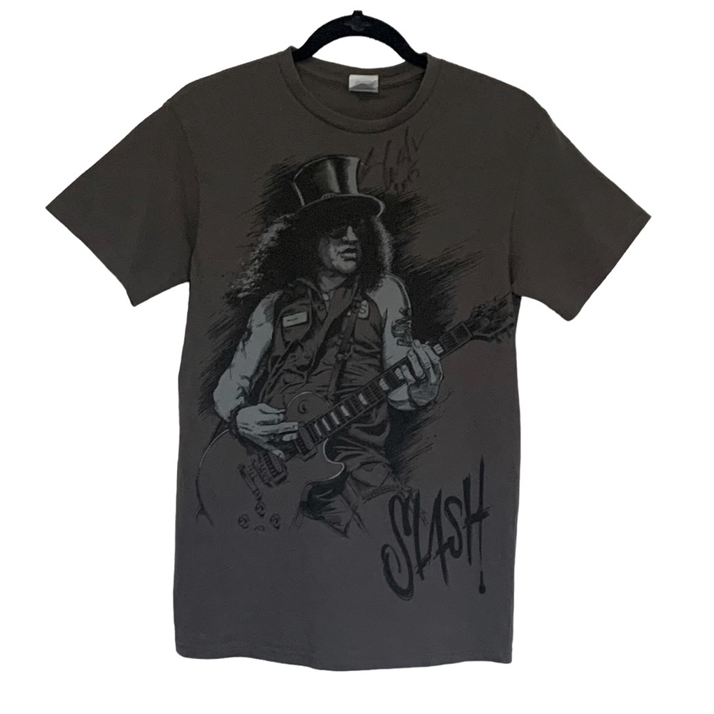 SLASH Guns and Roses Signed “Slash 2015” Cotton Graphic Band Tee